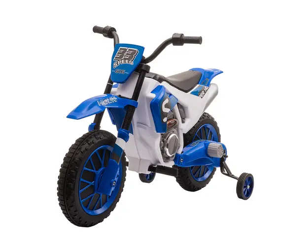 Motocicleta Cros Electrica HOMCOM pentru Copii 3-5 ani, Baterie 12V Reincarcabila, Rotite Detasabile, Albastru inchis 106,5x51,5x68cm | Aosom Romania
