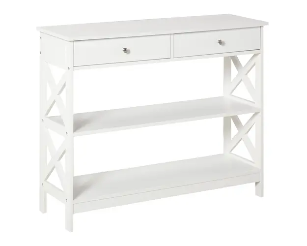 HOMCOM Masa Consola Alba cu 2 Sertare si Rafturi Reglabile, pentru Intrare si Living, 100x30.5x80 cm | Aosom Romania