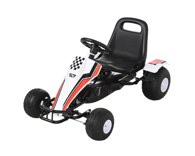 Gokart HOMCOM pentru 3-6 ani, scaun reglabil, roti din plastic, alb | Aosom Romania