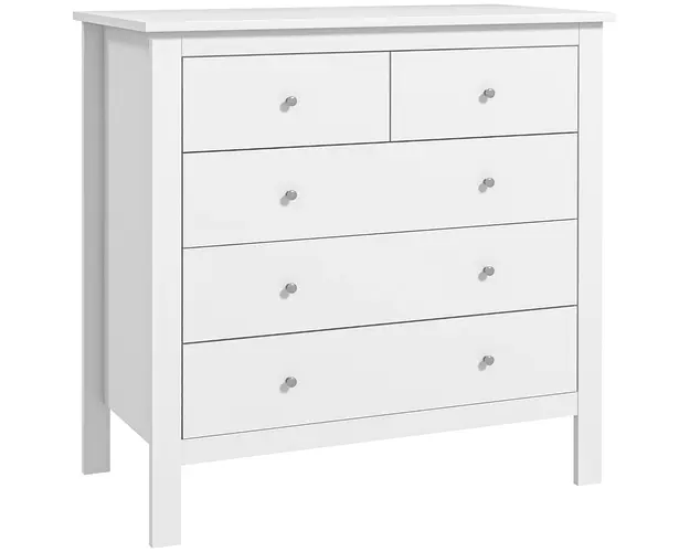 HOMCOM Comoda cu 2 Sertare Mici si 3 Sertare Mari, Comoda de Dormitor din Lemn, 79x39,5x80,5 cm, Alb | Aosom Romania