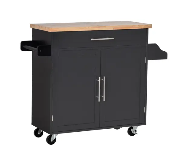 HOMCOM Carucior Bucatarie cu Sertar si Dulapior, 4 Roti Usor de Manevrat, Spatiu Depozitare, Design Modern | Aosom Romania