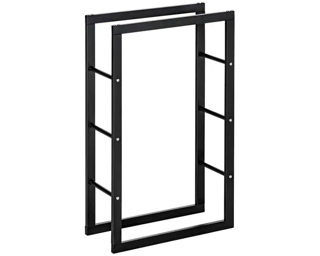 Suport pentru lemn pentru casa si gradina din fier negru, design modern si elegant 60×25×100cm HOMCOM | Aosom Romania