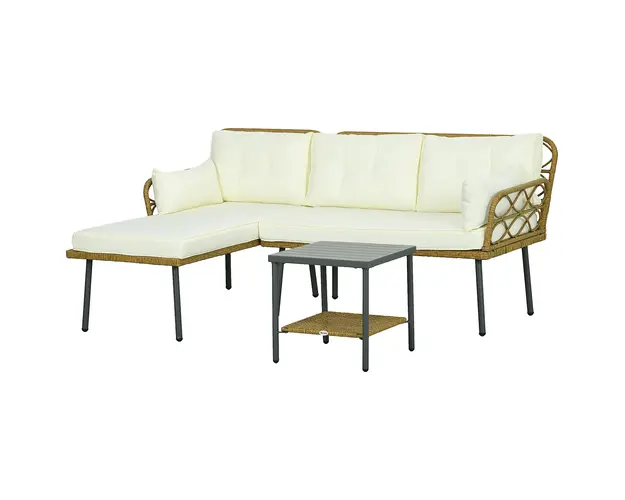 Outsunny Set de Mobilier de Terasa din 3 Piese cu Canapea Sofa | Aosom Romania