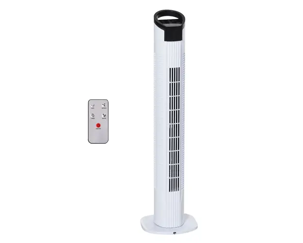 HOMCOM Ventilator tip Coloana Turn cu Telecomanda si Oscilatie, 3 Functii 3 Viteze, Timer 7.5 Ore, Ф20x78.5cm | Aosom Romania