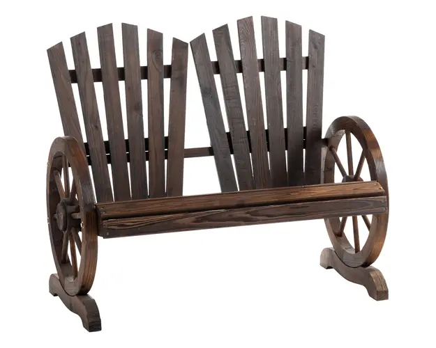 Outsunny Banca de Gradina Rustica din Lemn, Design cu Roti de Caruta, 108x66x95 cm | Aosom Romania