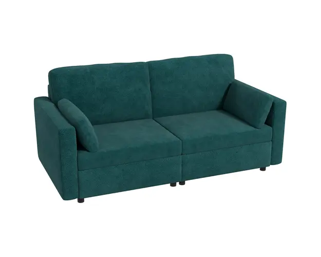 Canapea clasica cu 3 locuri cu scaun capitonat si arcuri, canapea din catifea pentru living si birou cu perne, 178x82x85cm verde HOMCOM | Aosom RO