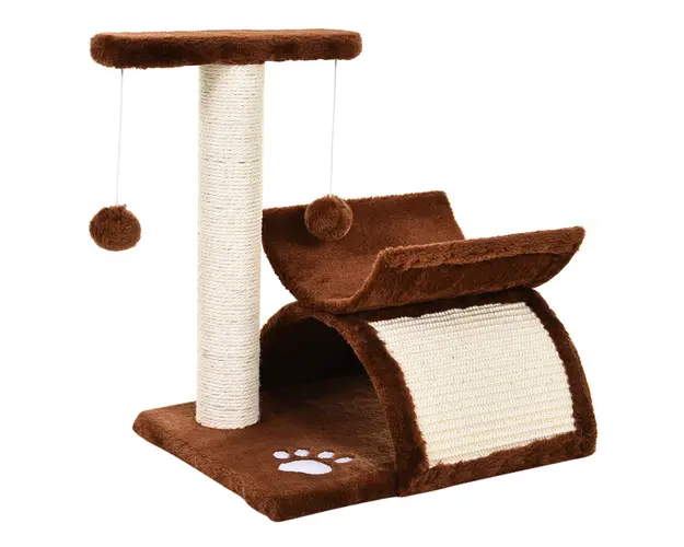 PawHut Ansamblu Pisici Ascutit Unghii Minge Plus Loc Odihna 40x30x43cm Maro | Aosom Romania