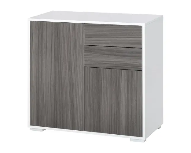 HOMCOM Comoda Multifunctionala cu 2 Sertare si 2 Dulapuri, 79x36x74 cm, Gri | Aosom Romania