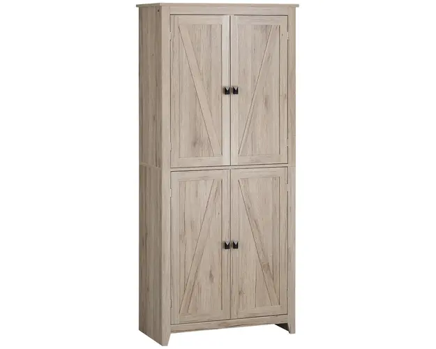 HOMCOM Bufet Elegant cu 4 Usi si Rafturi Ajustabile, Design Natural, 80x40x182 cm | Aosom Romania