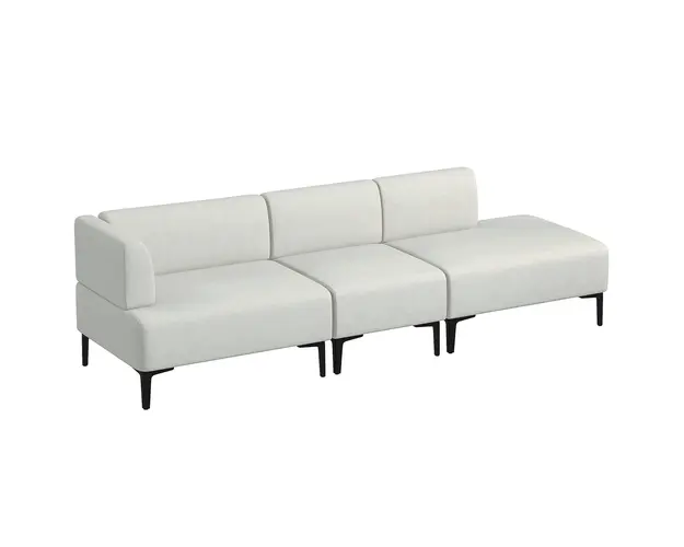 Canapea Moderna Modulabila cu 3 Sectiuni, Canapea Sectionala din Stofa cu Picioare din Otel, 250x75x70cm, Alb Crem HOMCOM | Aosom Romania