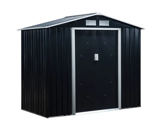 Outsunny Casuta de Gradina, Magazie de Depozitare, sopron pentru Unelte din Tabla de Otel, cu Usi glisante, Gri | Aosom Romania