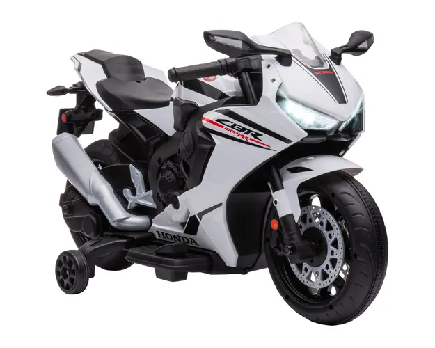 HOMCOM Motocicleta Electrica pentru Copii cu Baterie Reincarcabila de 6V, Viteza 3 km/h si Muzica, 90x44x52 cm, Alb | Aosom Romania