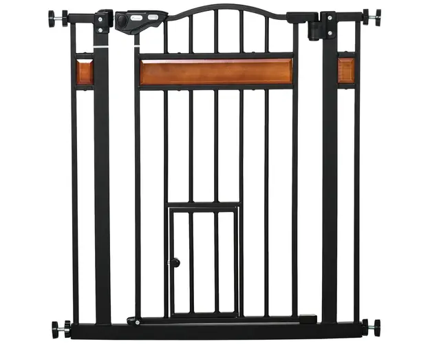 PawHut Portita Extensibila pentru Cainisori, Inchidere Automata, 74-80 cm, Negru, Siguranta si Confort | Aosom Romania
