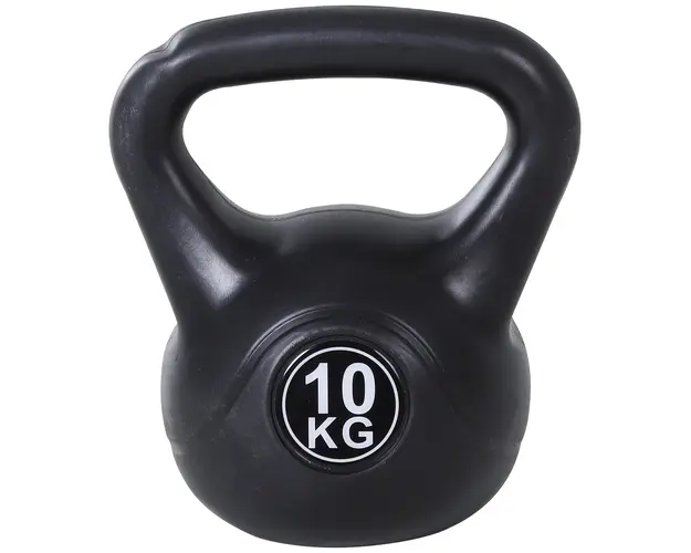 HOMCOM Kettlebell 10 kg, Echipament Fitness pentru Antrenament de Forta, 25x19x28 cm, Negru | Aosom Romania