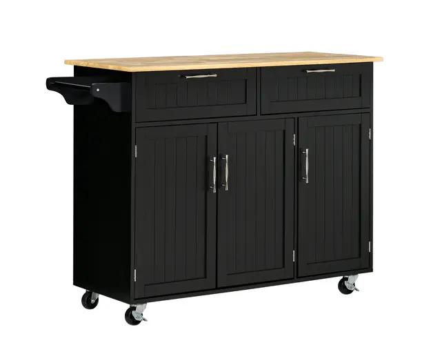 HOMCOM Carucior Modern pe Roti cu Sertare de Depozitare, Carucior Utilitar Rulant cu Rafturi Reglabile si Suport, 89x23x96cm, Negru | Aosom Romania
