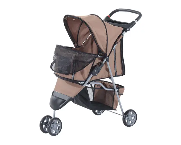 PawHut Carucior Transport Caini si Animale de Companie, Spatios, Cafeniu, 75x45x97cm | Aosom Romania