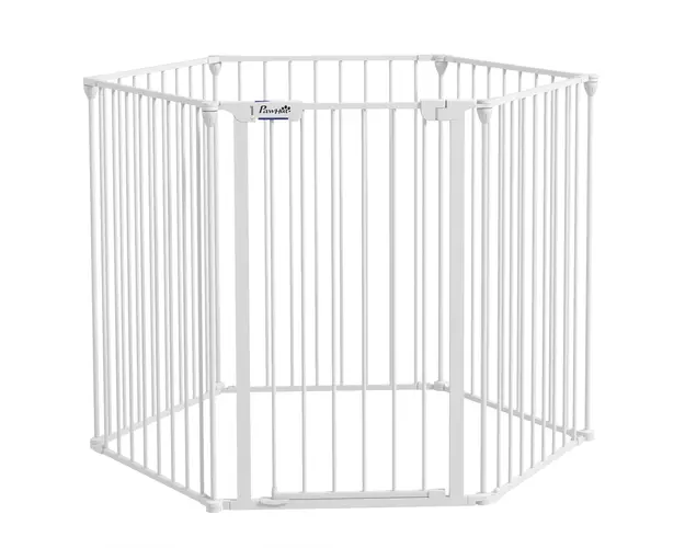 PawHut Tarc pentru Caini Pliabil Metalic pentru Iepuri cu Usa Interior si Exterior 90 x 123 x 102 cm Alb | Aosom Romania