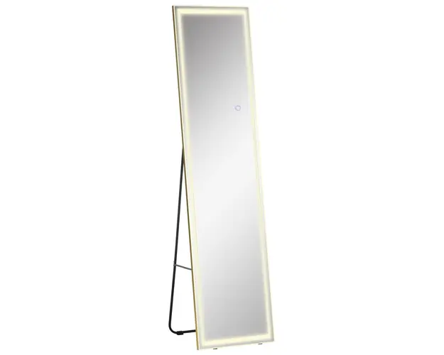 HOMCOM Oglinda Reglabila cu Suport si Lumina LED, Oglinda de Perete cu Telecomanda, 40x37x156,5 cm, Argintiu | Aosom Romania