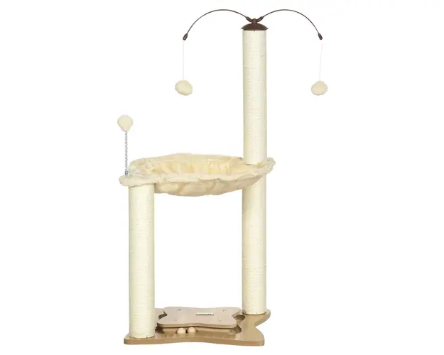 PawHut Turn de Joaca Interior pentru Pisici cu Stalpi de Zgariat din Sisal si Jucarie cu Minge, Ideal pentru Activitate | Aosom Romania