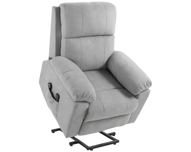 HOMCOM Fotoliu Electric cu 8 Puncte de Masaj, Telecomanda, Suport pentru Picioare si 2 Buzunare, 89x99x103 cm, Gri | Aosom Romania