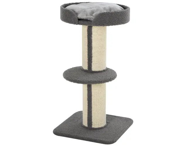 Stalp de Zgariat Multifunctional PawHut, Coloana in Sisal si Perna Moale, Miel Casmir, 81cm | Aosom Romania