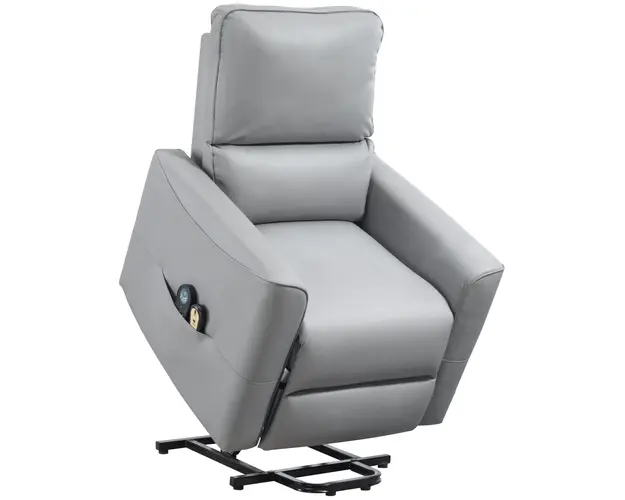 HOMCOM Scaun Inaltator si Rabatabil pentru Varstnici, Scaun de Ridicare cu Masaj, Caldura si Telecomanda, 79x89x104 cm, Gri Deschis