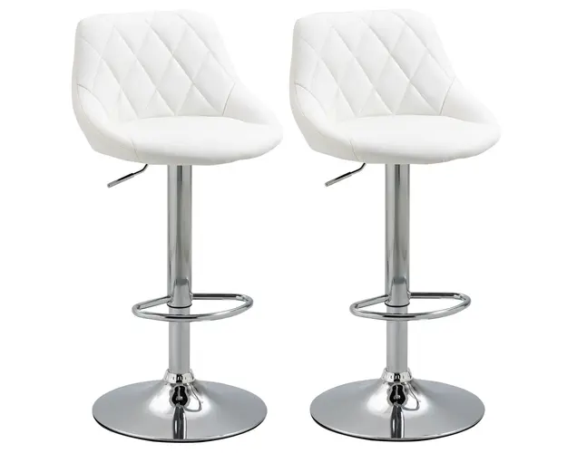 HOMCOM Set 2 Scaune Bar Pivotante Moderne, Reglabile, Albe, Design Confortabil | Aosom Romania