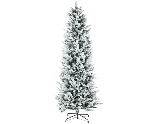 HOMCOM Pom de Craciun Artificial Inalt de 225cm,Decor de Sarbatori cu 988 Ramuri Inzapezite, Deschidere Automata, Baza de Otel, Verde