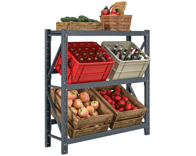 HOMCOM Raft Autoportant pentru Cutii cu 3 Niveluri, Raft pentru 6 Cutii cu Inaltime Reglabila, 110x30x110 cm, Gri | Aosom Romania