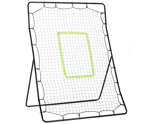 HOMCOM Plasa Rebounder Pliabila pentru Fotbal si Baseball cu 21 de Corzi si Zona de Precizie, 123x90x174 cm, Negru | Aosom Romania