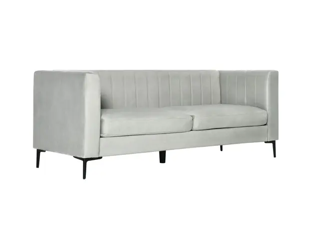 HOMCOM Canapea 3 Locuri Tapitata in Catifea Gri, Moderna, cu 5 Picioare si Lamele, 199x72x75cm | Aosom Romania