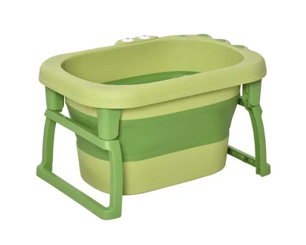 HOMCOM Cada pentru Baita Nou-Nascuti si Copii 0-6 Ani, Plastic Antiderapant, Verde, Dimensiuni 75.3x55.4x43cm | Aosom Romania