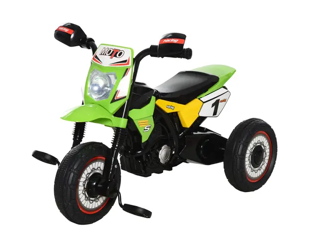 HOMCOM Tricicleta Copii Stil Motocicleta cu Pedale, Efecte Luminoase si Sonore, 3 Roti Late, pentru 18-36 Luni, Rosu | Aosom Romania
