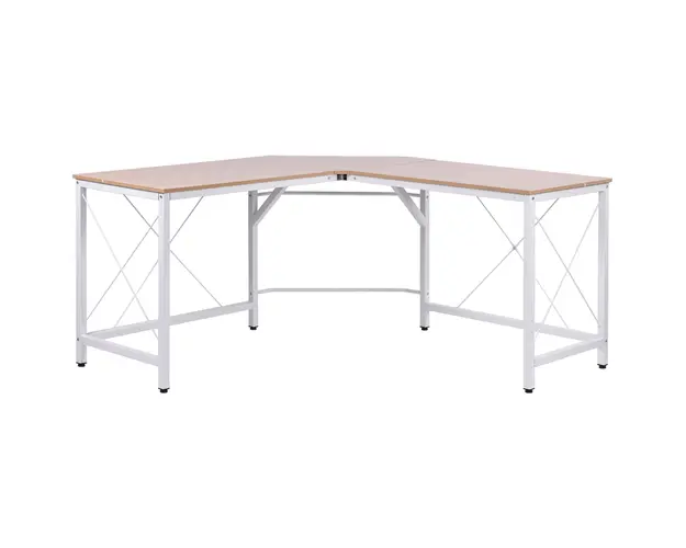 Homcom Birou Colt Spatios, Design Modern, Lemn/Metal, Stejar/Alb | Aosom Romania