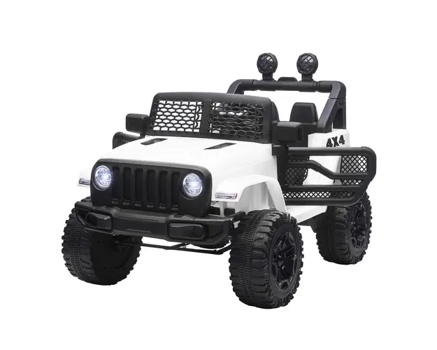 HOMCOM Masina Electrica pentru Copii Jeep Off-Road cu Telecomanda, 2 Viteze 3-5km/h, 100x65x72 cm, Alb | Aosom Romania