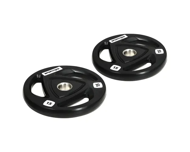 SPORTNOW Set 2 Discuri Greutate 15KG Otel cu Acoperire Cauciuc Ø5cm Mreana Manere Manual Negru | Aosom Romania