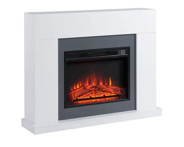 HOMCOM Semineu Electric de Perete cu Efect de Flacara e Incalzire, incalzitor pentru interior 2000W, Acoperire 37m², Timer 7 Zile, Alb | AOSOM RO