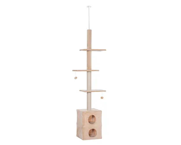 PawHut Stalp Zgariat Pod Multinivel, 210-240 cm, Franghie Iuta, Design Inovator, Galben | Aosom Romania