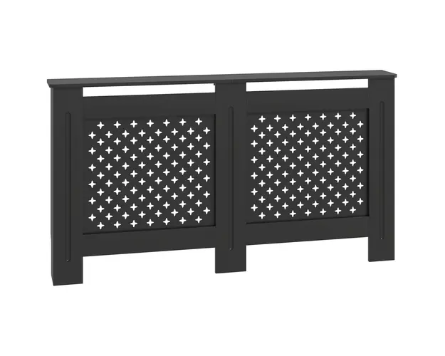 HOMCOM Carcasa pentru Calorifer din Lemn MDF, Carcasa Moderna pentru Calorifer cu Raft, 152x19x82 cm, Negru | Aosom Romania