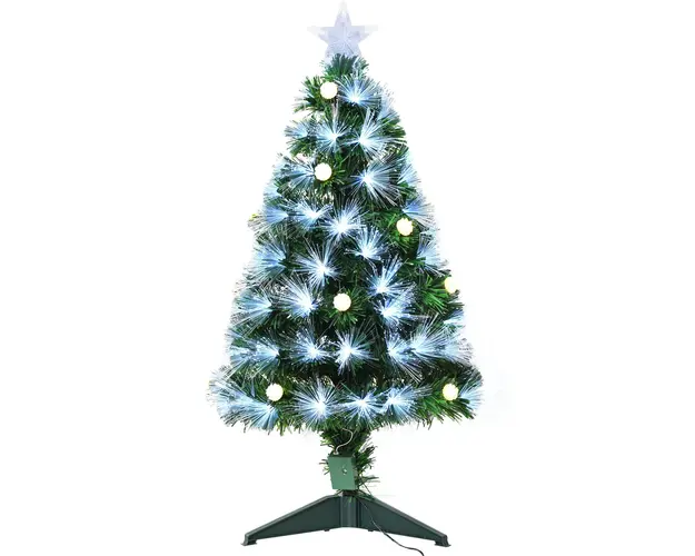 Brad de Craciun artificial cu ramuri cu becuri cu LED, decoratiune de Craciun de sarbatori, verde HOMCOM | Aosom RO