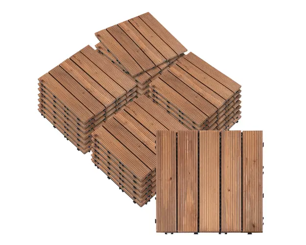 Outsunny Gresie din Lemn pentru Terase si Gradini, Set 27 Placi, Usor de Asamblat, pentru Exterior | Aosom Romania