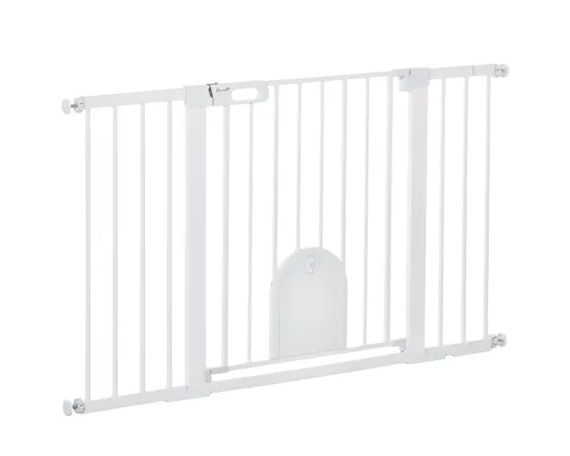PawHut Poarta Extensibila pentru Caini cu Usa Autoinchidere Metal/ABS 75-131x76cm Siguranta Animale | Aosom Romania