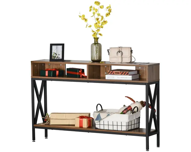 HOMCOM Consola Industriala cu 3 Etajere, 120x23.5x75 cm, Design Compact | Aosom Romania