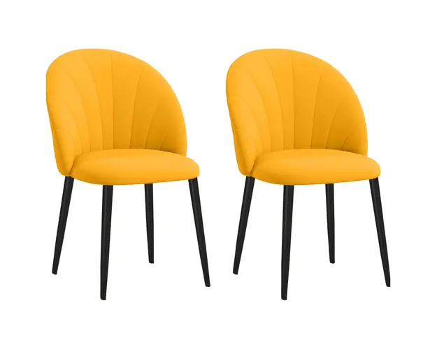 HOMCOM Set 2 Scaune de Sufragerie Tapitate cu Design Nordic si Ergonomic, 52x54x79 cm, Galben | Aosom Romania