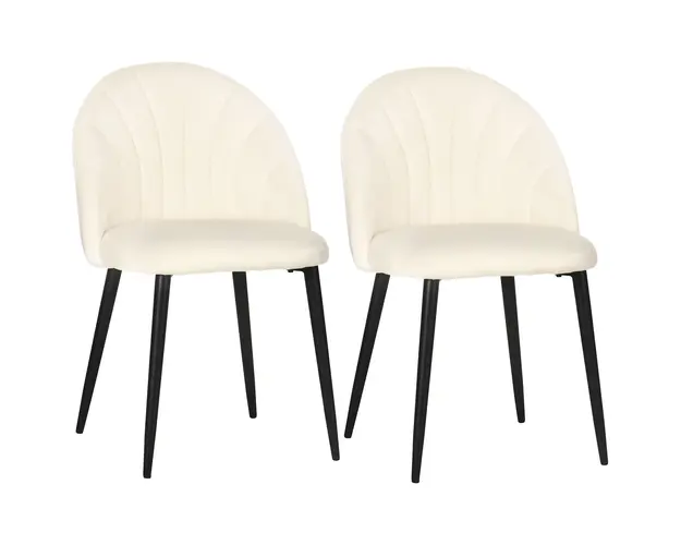 Set 2 scaune pentru camera de zi, tapitate, design nordic si ergonomic, antizgarieturi si antiderapante, Bej 52x54x80cm HOMCOM | Aosom Romania