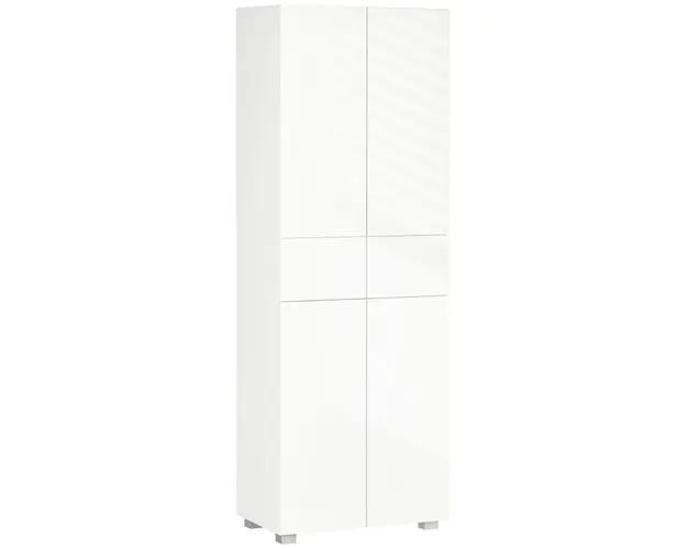 Dulap Bucatarie cu sertare,4 usi, cu 5 niveluri cu 3 rafturi reglabile, pentru sufragerie, alb lucios 60x35x170cm HOMCOM | Aosom Romania