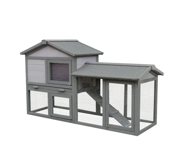 PawHut cusca pentru iepuri, cu tarc, 147x54x84 cm, gri | Aosom Romania