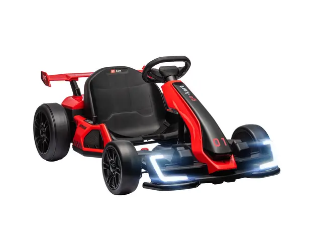 HOMCOM Go-Kart Electric pentru Copii cu Scaun Reglabil, 2 Motoare, Claxon, Lumini si Muzica, 120x76x53.5 cm, Rosu | Aosom Romania