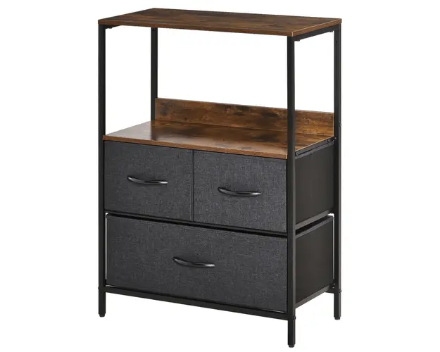 Comoda multifunctionala cu 3 Sertare Pliabile din material textil, Mobilier Sufragerie si Camera, 58x29x81.5cm, Gri Inchis HOMCOM | Aosom Romania
