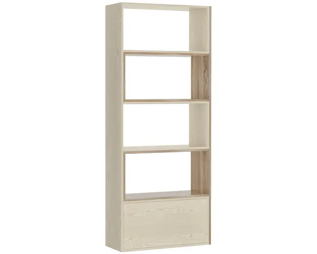 Librarie Rastel cu Rafturi pentru Salon in Lemn 141 x 29 x 176 cm Alb, Stejar HOMCOM | Aosom Romania